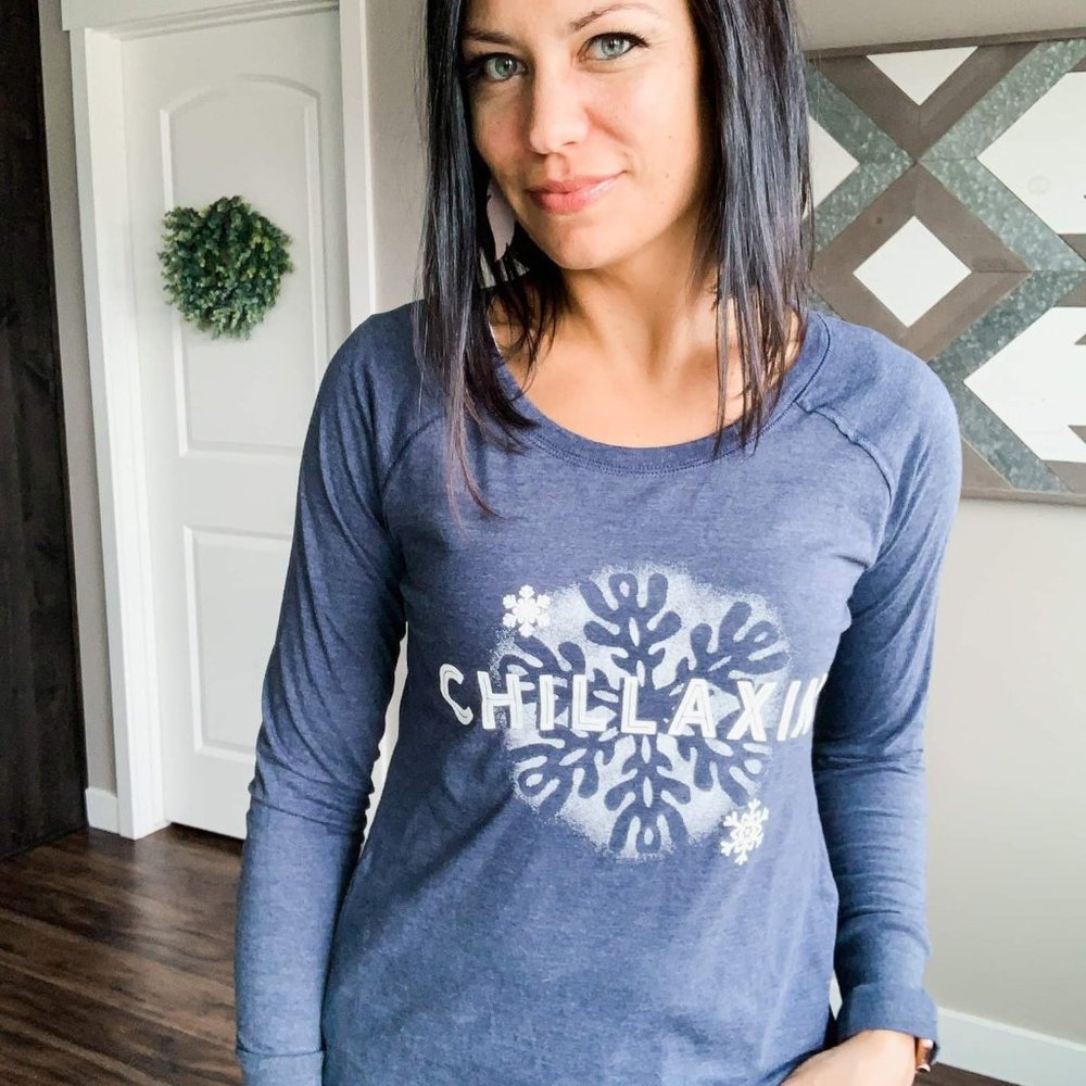 NWOT District Perfect Tri Blue Long Sleeve T-shirt "Chillaxin" sz 3XL
